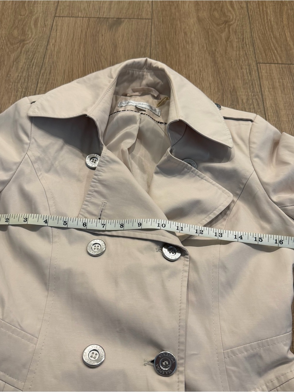 Via Spiga Light Cream Double-Breasted Trench Jacket, XS - Picture 5 of 10